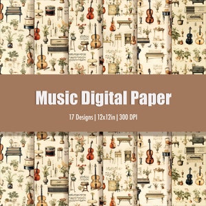 Music Digital Paper Pack - Seamless Digital Background - Scrapbooking Pages - Music Background - Commercial Use