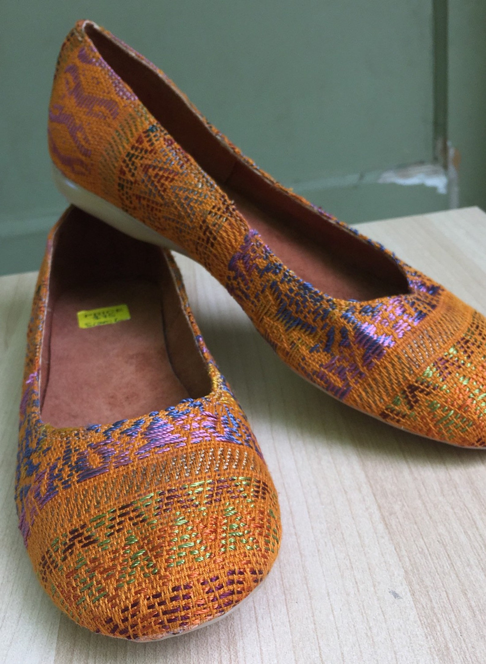 honey, hand embroidered, slip on flats, ballet flats, handmade in guatemala, guipil textiles