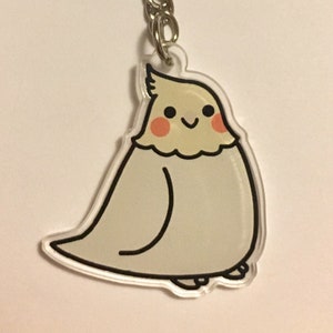 Lutino Cockatiel Keychain