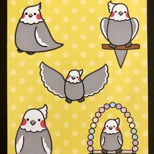 Cheeks the Cockatiel Sticker Sheet