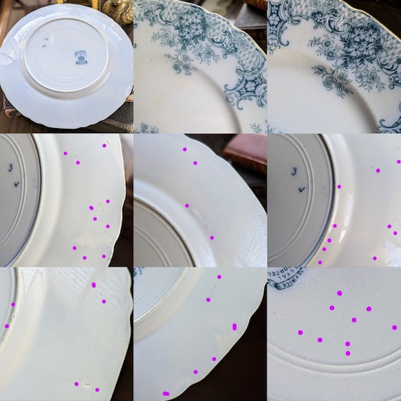 Antique Flow Blue Keswick Plate: Wood & Son Semi-porcelain