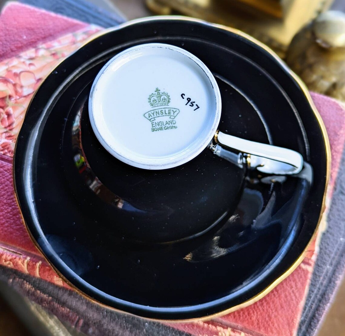 Exquisitely Imperfect Aynsley Corset Shape Black Tea Cup and Etsy