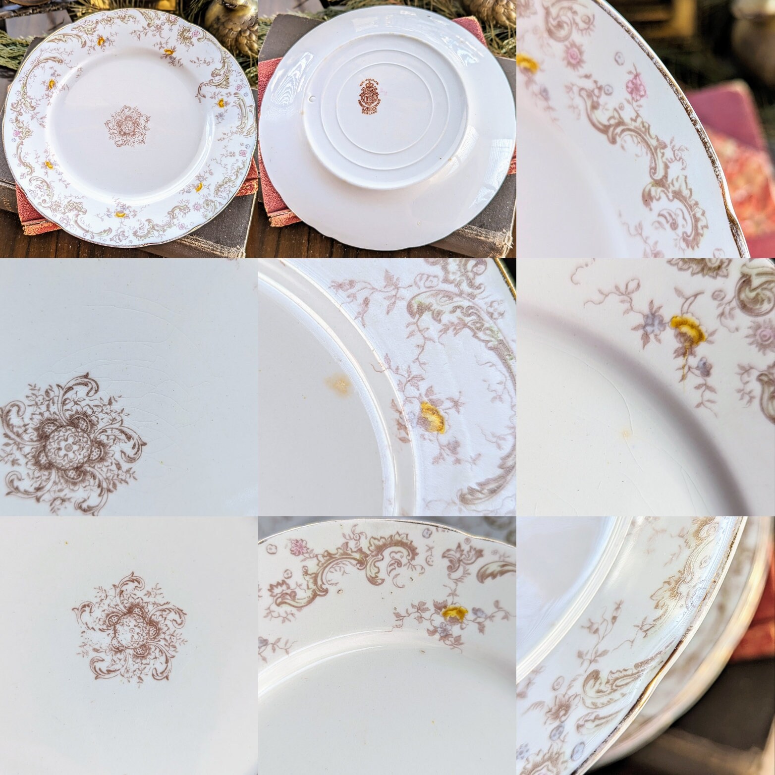 Antique Henry Alcock & Co Floral Porcelain Dishes: England, 1891