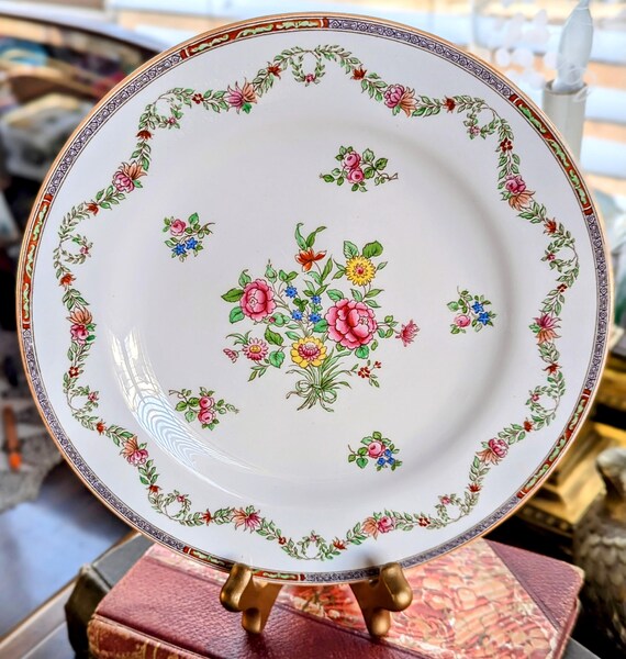 Antique Spode Copeland Rose Garland Luncheon Plate - Davis