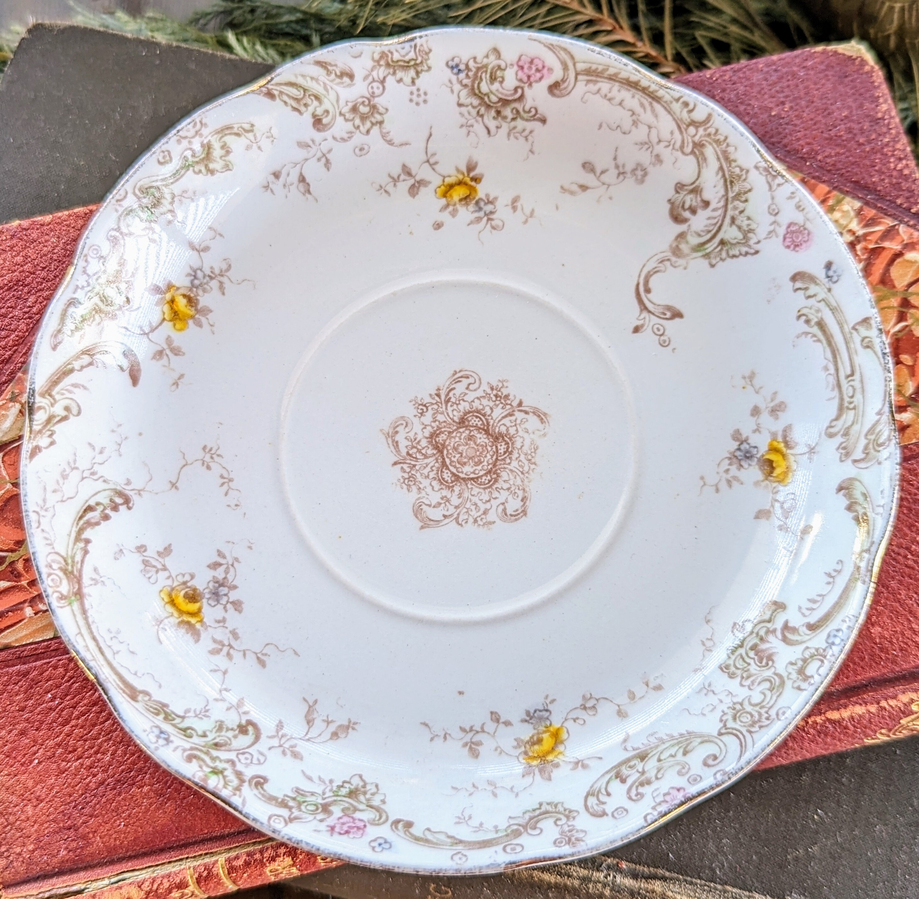Antique Henry Alcock & Co Floral Porcelain Dishes: England, 1891