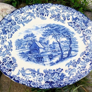 Rare Vintage Millstream Oval Serving Platter, 13inch, Blue Pattern - Made in England 1960-79