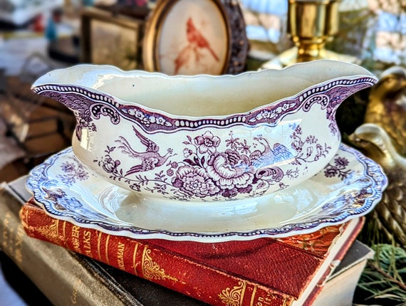 イギリス　ヴィンテージ　CROWN DUCAL クラウンデュカル ボウル　深皿 Vintage Crown Ducal England Mulberry Gravy Boat With