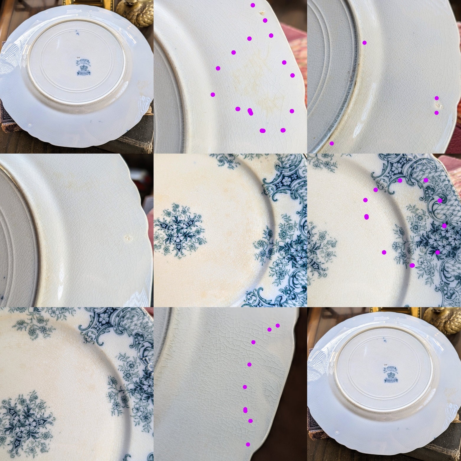 Antique Flow Blue Keswick Plate: Wood & Son Semi-porcelain