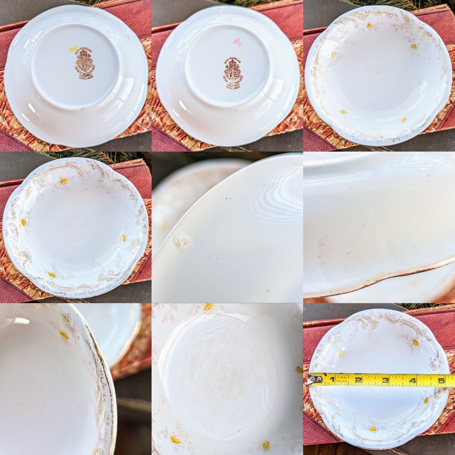 Antique Henry Alcock & Co Floral Porcelain Dishes: England, 1891