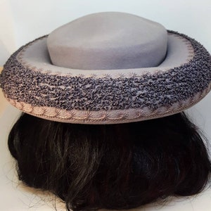 Vitage Gorgeous Blue Grey 1940-50s Hat Designed by Sally Victor, Abercrombie & Fitch Co. New York