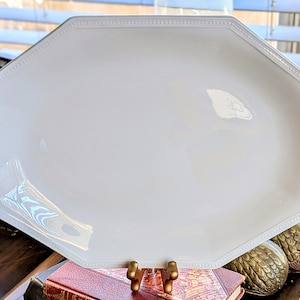 Vintage Johnson Brothers Heritage White Octagonal Platter: Embossed Border, Made in England