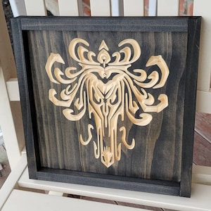 Disney Haunted Mansion Welcome Foolish Mortals Insignia carved INTO clear pine with frame
