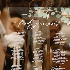 Custom Acrylic Seating Chart Sign / clear / wedding / bridal shower / seating arrangement