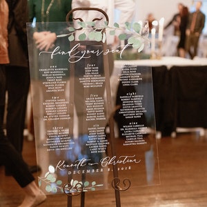 Custom Acrylic Seating Chart Sign / clear / wedding / bridal shower / seating arrangement