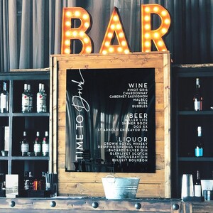 Acrylic Bar Menu | Wedding | Black | Modern wedding | Event Menu | Custom cocktail menu