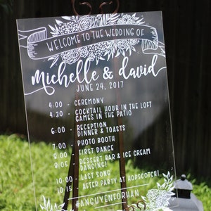 Custom Acrylic Welcome Timeline / clear / wedding / bridal shower / seating arrangement