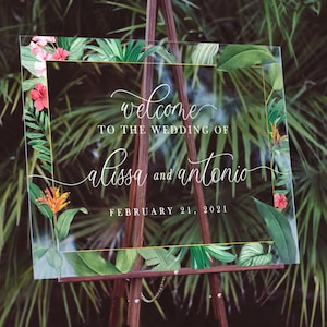 Custom Acrylic Wedding Welcome Sign / tropical / welcome to our beginning / handlettered / lucite / hawaiian