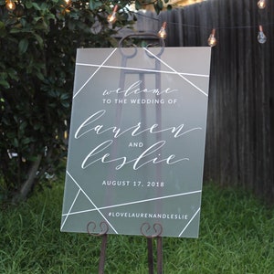Custom Acrylic Wedding Welcome Sign / welcome to our beginning / handlettered / frosted