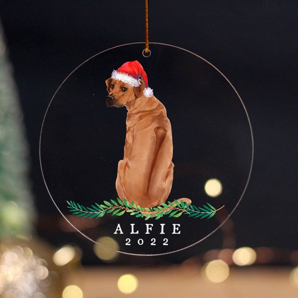 Custom Ridgeback Ornament | Acrylic | dog | xmas | christmas | Rhodesian | vizsla | goldendoodle | Weimaraner | great dane | holiday