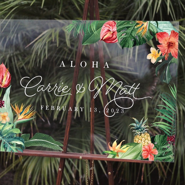 Custom Acrylic Wedding Welcome Sign / tropical / welcome to our beginning / handlettered / lucite / hawaiian