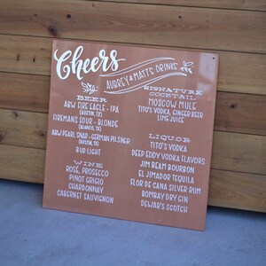 Large Acrylic Bar Menu | Wedding | Dusted Gold | Black | Modern wedding | Event Menu | Custom