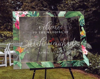 Custom Acrylic Wedding Welcome Sign / tropical / welcome to our beginning / handlettered / lucite / hawaiian