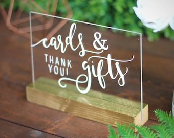 Cards and Gifts Acrylic Custom Sign / wedding / event sign / gold sign / handlettered