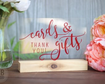 Red Cards and Geschenke Acryl Schild nach Kundenwunsch / Hochzeit / Event Schild / Handlettering