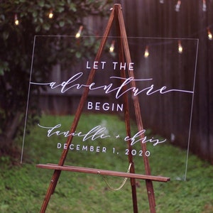 Custom Acrylic Wedding Welcome Sign / welcome to our beginning / handlettered / adventure