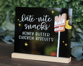 Custom Acrylic Wedding Menu | Wedding | Lucite | Clear | Late nite snacks | Whataburger | late night