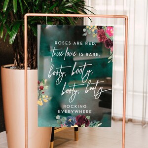 Custom Acrylic Wedding Welcome Sign / welcome to our beginning / green / booty booty rockin&#39;