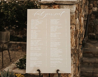 Custom Acrylic Seating Chart Sign / neutral / wedding / bridal shower / seating arrangement / taupe
