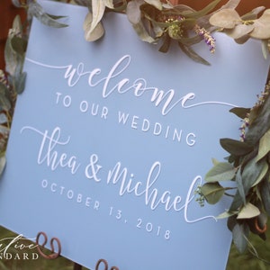 Custom Acrylic Wedding Welcome Sign / welcome to our beginning / french blue