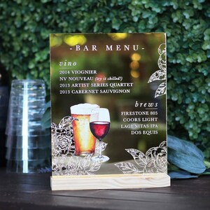 Custom Acrylic Bar Menu | Wedding | Lucite | Clear |