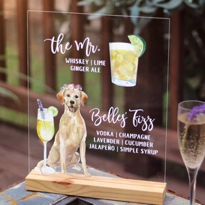 Custom Dog Bar Menu | Wedding | goldendoodle | Puptail | lab | puppy | cocktail menu | watercolor