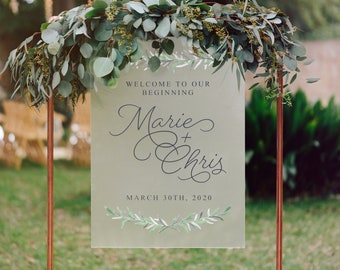 Custom Acrylic Wedding Welcome Sign / it was always you / handlettered / timeline / program / aisle sign