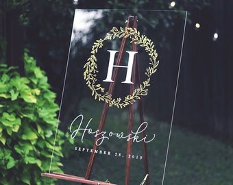 Custom Acrylic Wedding Welcome Sign / welcome to our beginning / handlettered / wreath