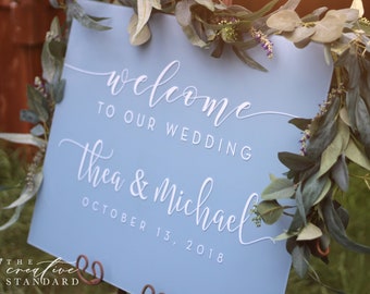 Custom Acrylic Wedding Welcome Sign / welcome to our beginning / french blue