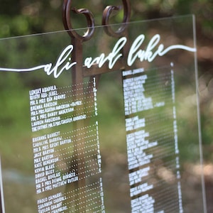 Custom Acrylic Seating Chart Sign / clear / wedding / bridal shower / seating arrangement