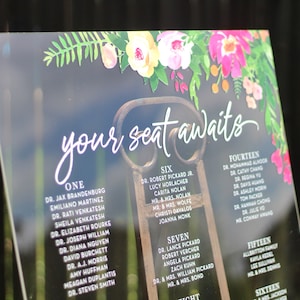Custom Acrylic Seating Chart Sign / clear / wedding / seating arrangement / plexiglass / floral
