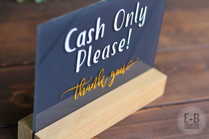 Custom Cash Only Bar Sign Acrylic Wedding Event Etsy