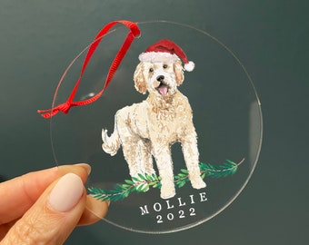 Custom Doodle Ornament | Acrylic | dog | xmas | christmas | personalized | goldendoodle | labradoodle | bernedoodle | cavapoo | holiday