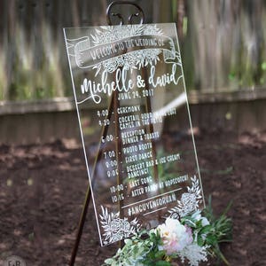 Custom Acrylic Wedding Timeline Sign / handlettered