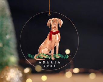 Vizsla Custom Holiday Ornament | personalized dog christmas gift | vizsla gifts | doodle | GSP | Weimaraner | Ridgeback | dog name ornament
