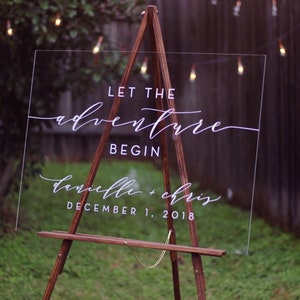 Cartello di benvenuto per matrimonio in acrilico personalizzato / benvenuti al nostro inizio / scritto a mano