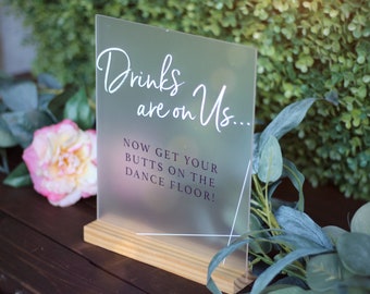 Acrylic Bar Sign / frosted lucite / wedding / event / cocktail menu / open bar