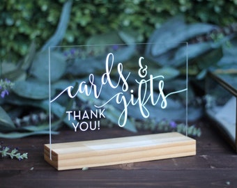 Custom Cards and Gifts Sign / Acrylic / plexiglass / gold / wedding / event