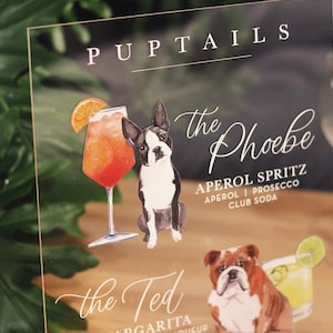 Custom Dog Bar Menu | Wedding | acrylic menu | Puptail | puppy | cocktail menu | watercolor