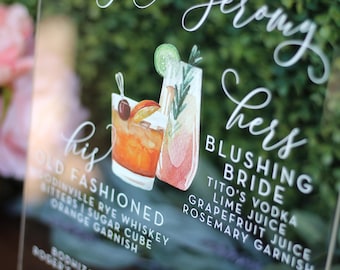 Custom Acrylic Bar Menu | Wedding | Lucite | Clear |