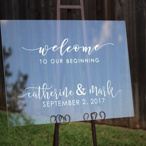 Custom Acrylic Wedding Welcome Sign / welcome to our beginning / handlettered